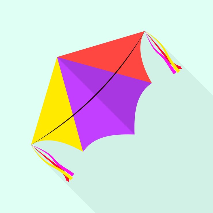 Vector icono de cometa violeta rojo amarillo ilustración plana de icono de vector de cometa violeta rojo amarillo para diseño web