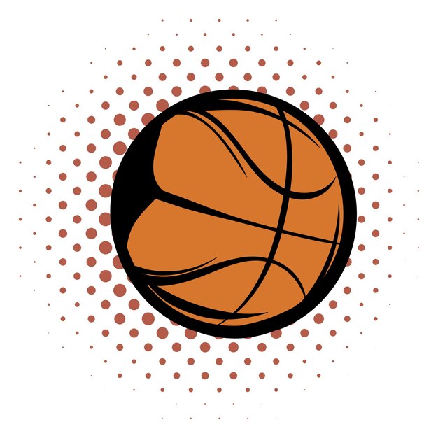 Vector icono de cómics de baloncesto pelota naranja para baloncesto sobre un fondo blanco.