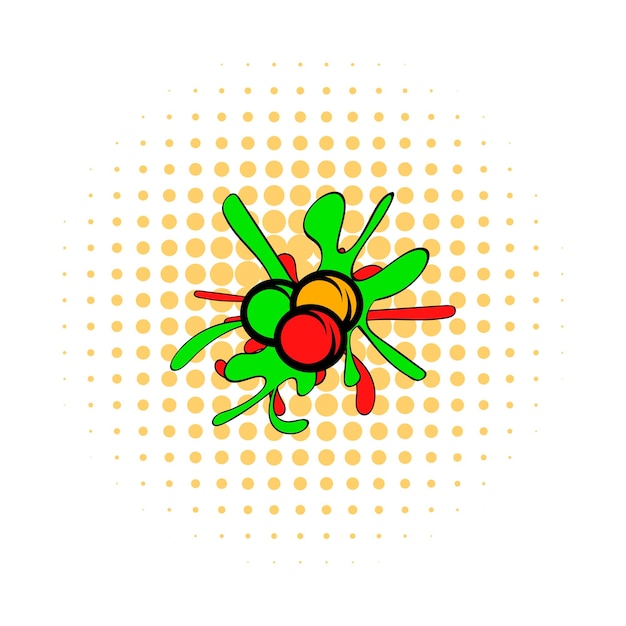 Vector icono de cómics de bolas de paintball aislado sobre fondo blanco