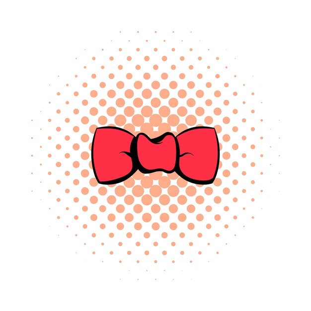 Icono de cómics de corbata de mariposa Símbolo único rojo sobre un fondo blanco