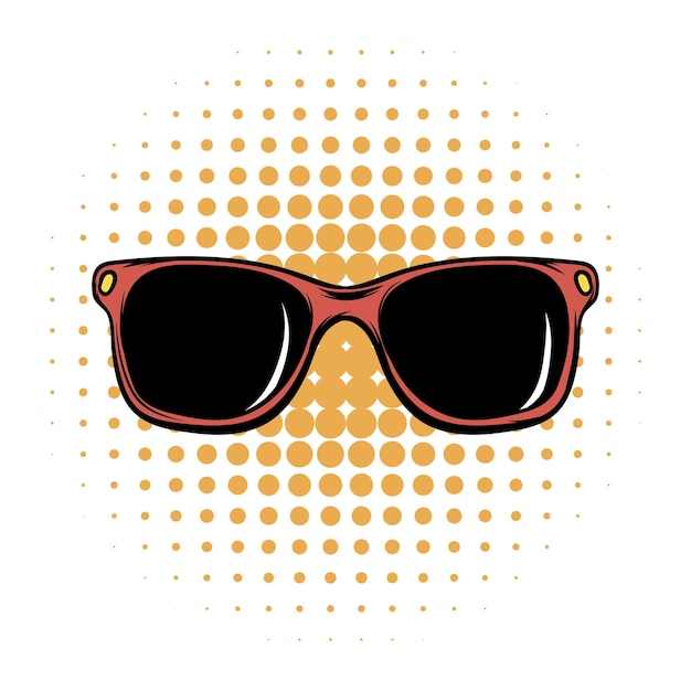 Icono de cómics de gafas de sol sobre un fondo blanco