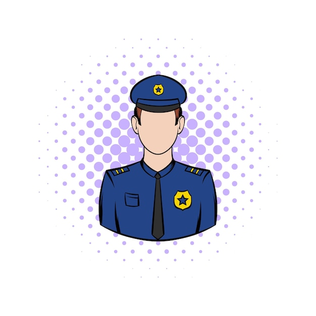 Icono de cómics de policías sobre un fondo blanco.