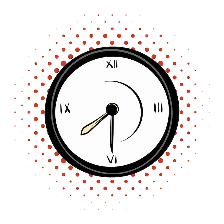 Vector icono de cómics de reloj sobre un fondo blanco.