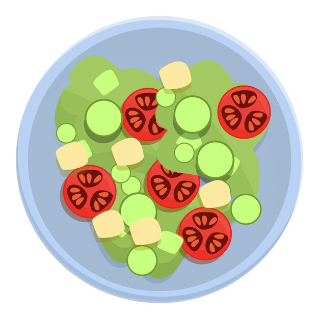 Icono de comida de aerolínea de ensalada Caricatura de icono de vector de comida de aerolínea de ensalada para diseño web aislado sobre fondo blanco