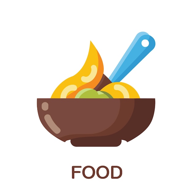 Icono de comida alimento simple icono plano de color en fondo blanco aislado
