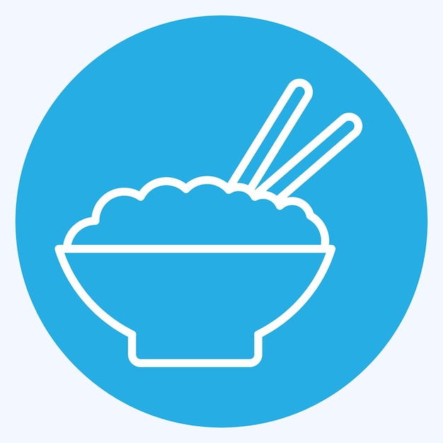 Icono de comida asiática relacionado con el símbolo del restaurante diseño de estilo de ojos azules editable