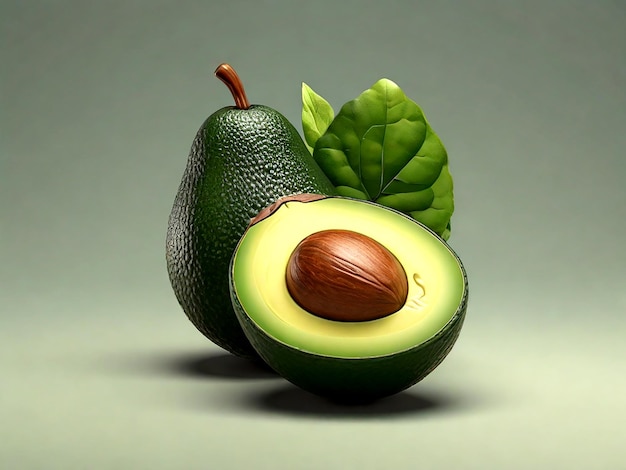 icono de comida y bebida Avacado aislado representación 3D en vector de fondo aislado