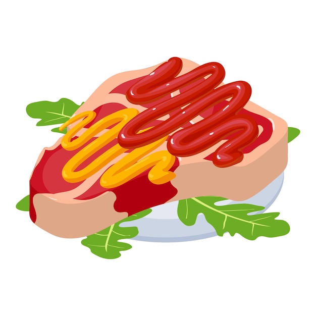 Vector icono de comida de carne ilustración isométrica del icono de vector de comida de carne para web