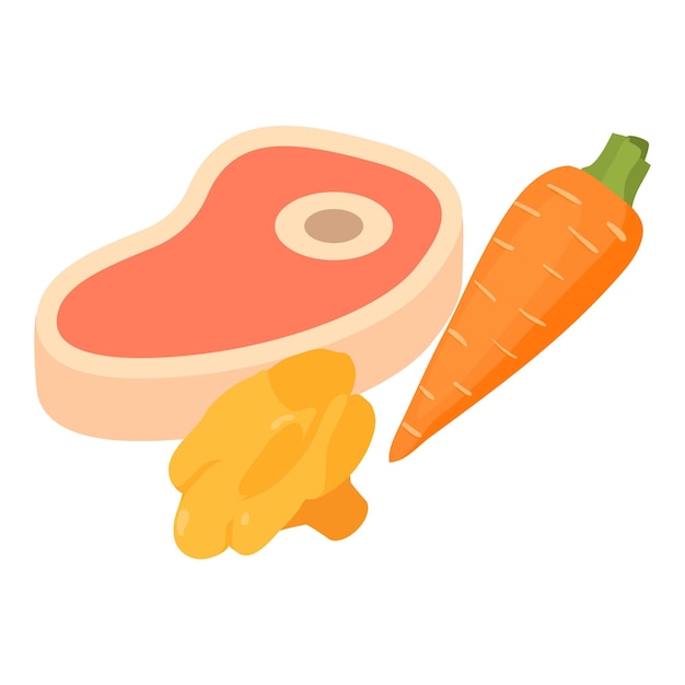 Icono de comida de carne Ilustración isométrica del icono de vector de comida de carne para web
