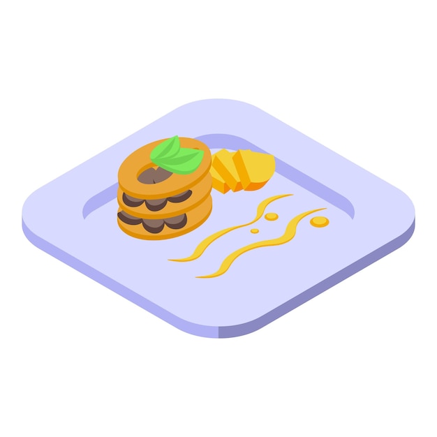 Icono de comida española vector isométrico plato de cocina restaurante de mariscos