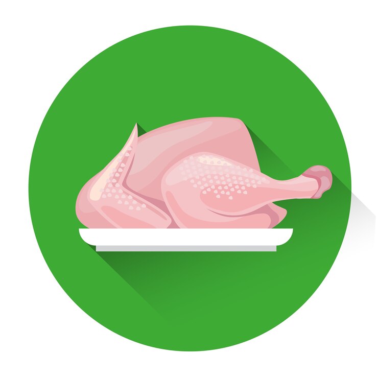 Vector icono de comida fresca de pollo entero