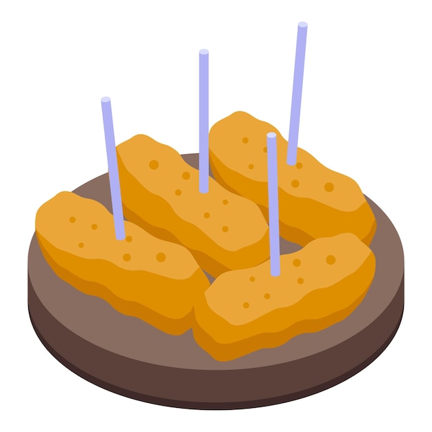 Icono de comida frita vector isométrico Croqueta de queso Plato de merienda