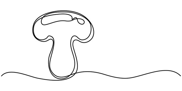 Icono de comida de hongo Dibujo continuo de una línea de hongo comestible Ilustración de dibujo de una línea