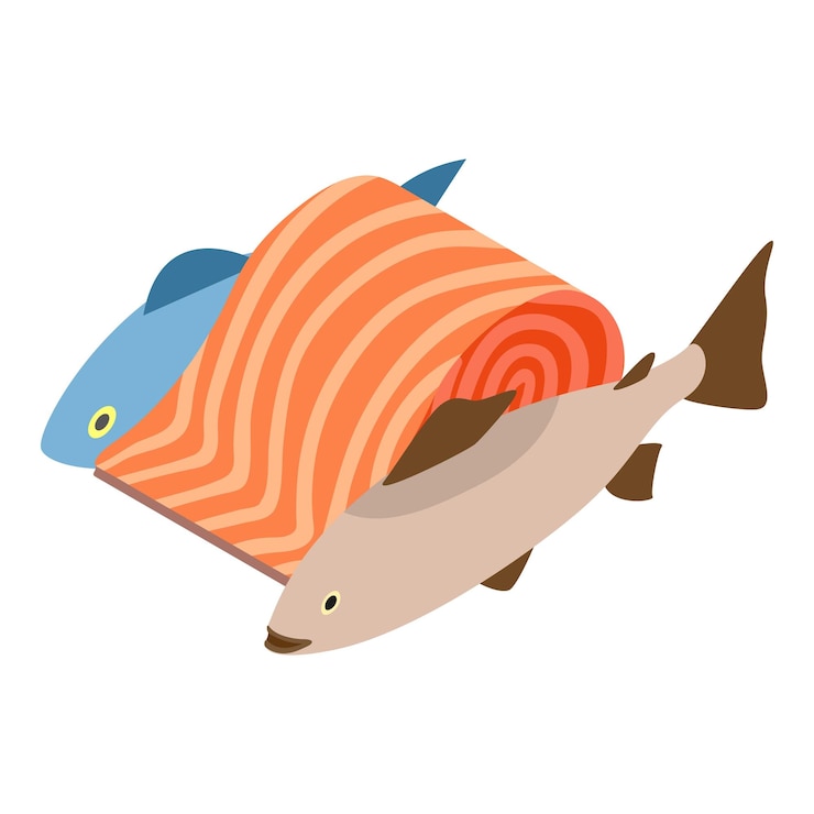 Vector icono de comida de mar ilustración isométrica del icono de vector de comida de mar para web