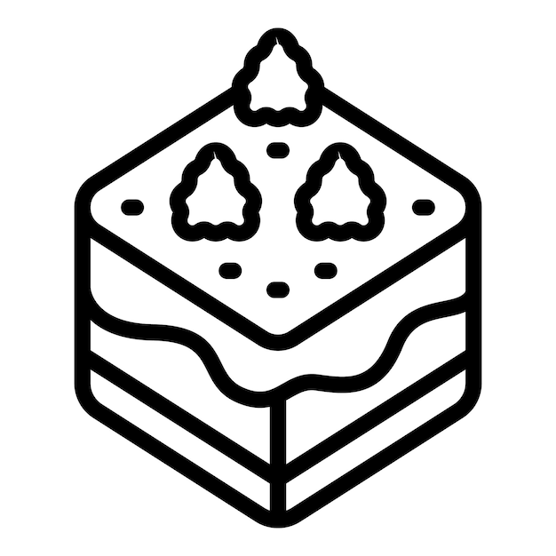 Icono de comida de pastelería vector de contorno Rebanada de panadería Postre de vacaciones