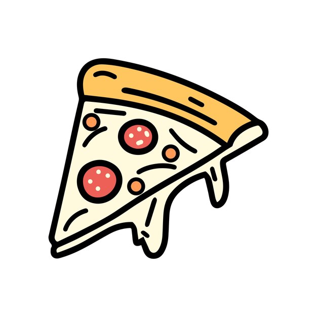 Icono de comida de pizza cocinero contorno y color diseño caliente de tomate