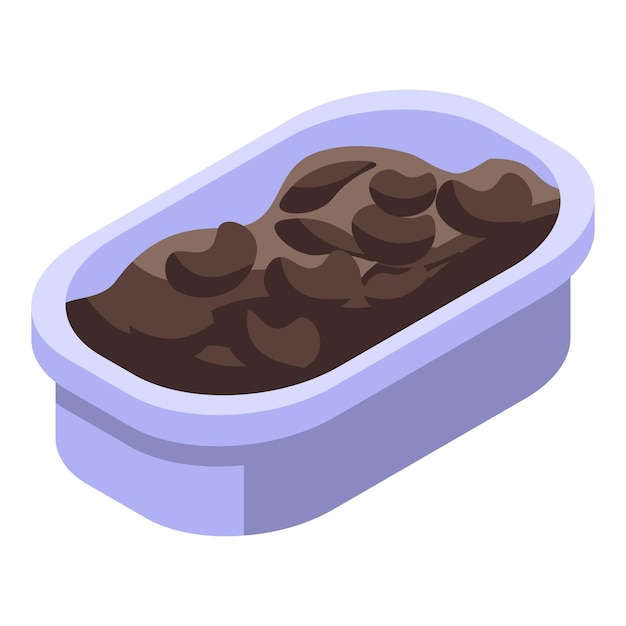 Icono de comida de plato de perro Isométrico de icono de vector de comida de plato de perro para diseño web aislado sobre fondo blanco