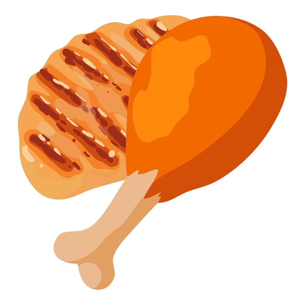 Icono de comida de pollo vector isométrico Pierna de pollo frito y gran icono de chuleta de ave Concepto de comida producto proteico