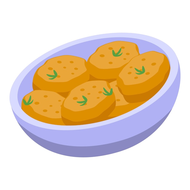 Icono de comida profunda vector isométrico Queso comida Bola de tomate