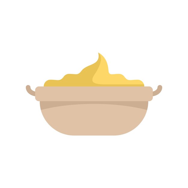 Icono de comida puré vector plano puré de papa comida de tazón aislada