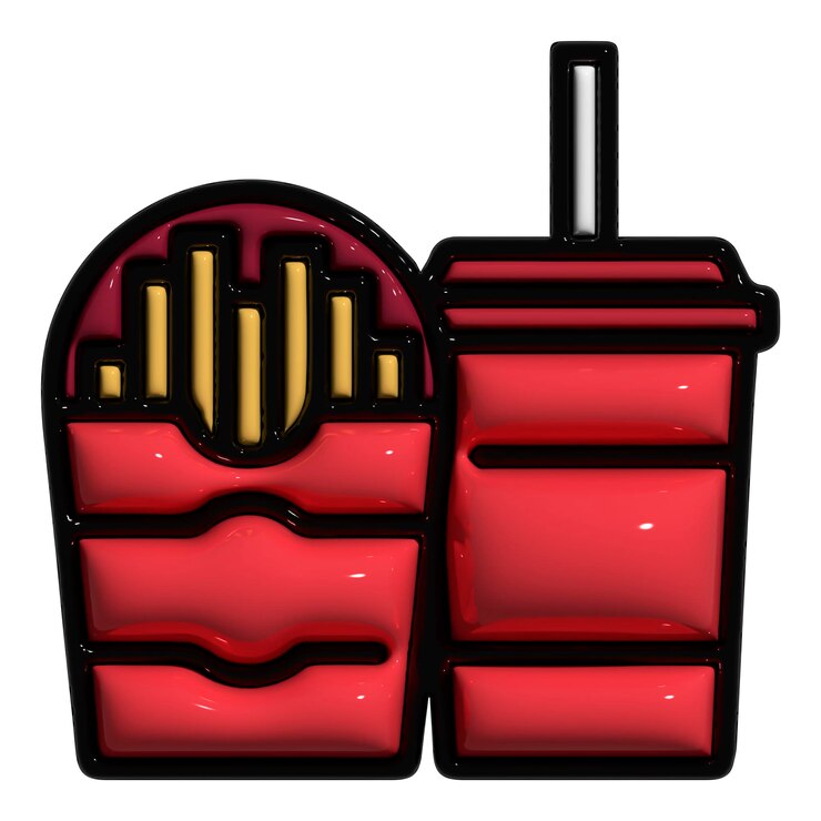 Icono de la comida rápida Bebida y patatas fritas