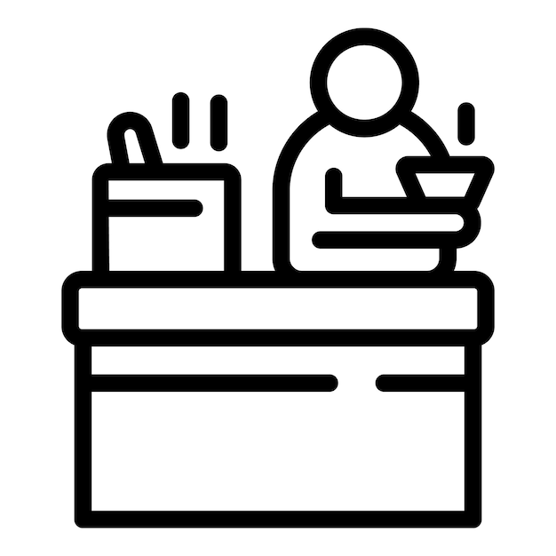 Icono de comida para refugiados vector de contorno Gente migrante Ayuda de guerra