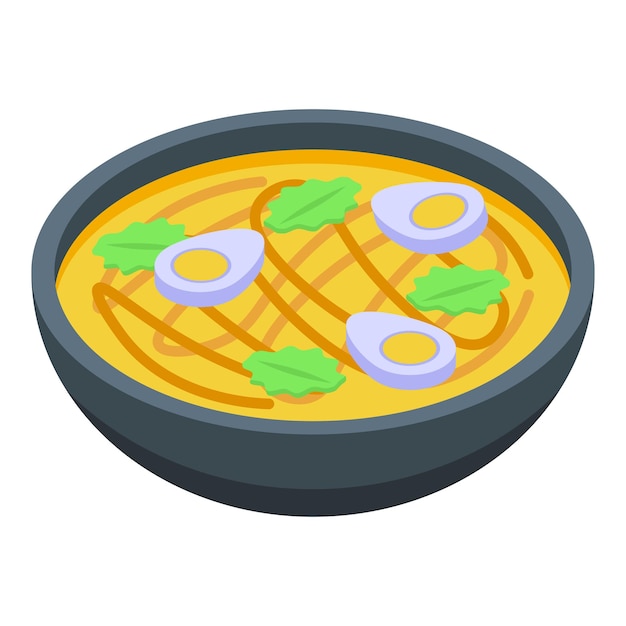 Icono de comida de sopa de Myanmar vector isométrico Mapa cultural Asia Birmania