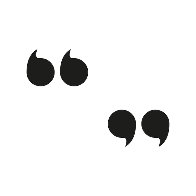 Ícono de comillas Un ícono simple y reconocible que representa comillas comúnmente utilizadas para indicar un diálogo de voz o un pasaje de texto citado en contenido escrito o digital