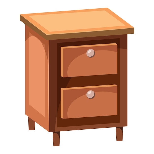 El icono de la cómoda en estilo de dibujos animados aislado en un fondo blanco Ilustración vectorial del símbolo de los muebles