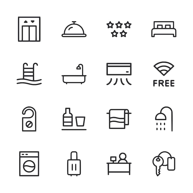 El icono de las comodidades de un hotel para un alojamiento moderno
