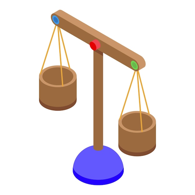 Vector icono de comparación de escalas de madera isométrico de icono de vector de comparación de escalas de madera para diseño web aislado sobre fondo blanco