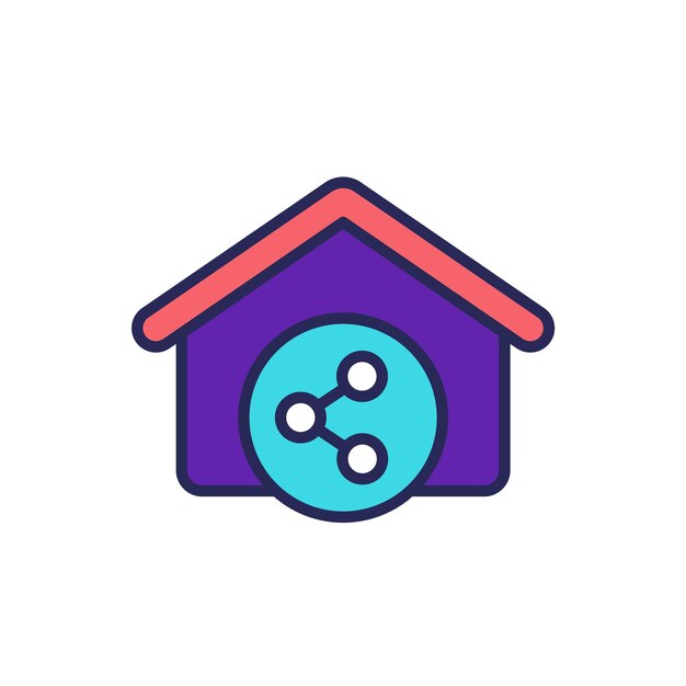 Icono de compartición de la casa con contorno