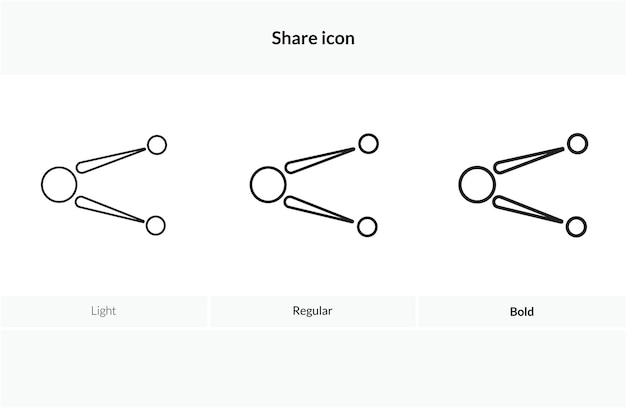 icono de compartición Diseño de estilo ligero regular y en negrita aislado sobre fondo blanco