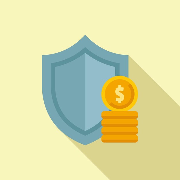 Icono de compensación asegurada vector plano Fondo de apoyo de dinero empresarial