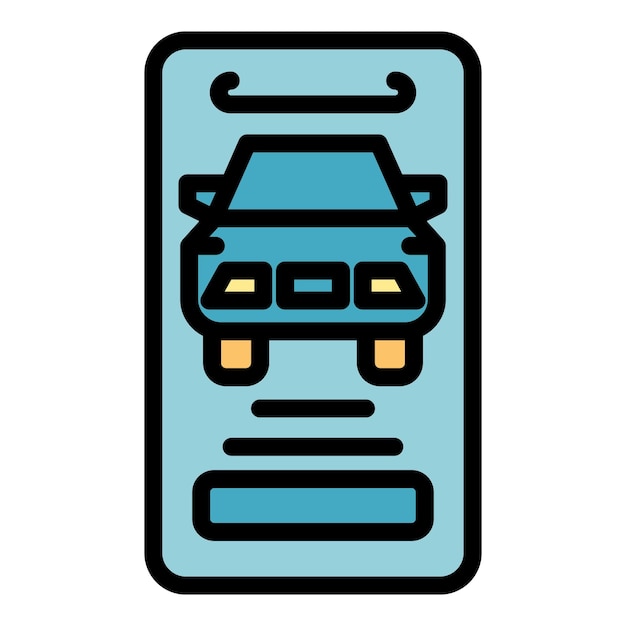 Icono de compra de automóviles en línea Contorno Icono de vector de compra de automóviles en línea para diseño web aislado en color de fondo blanco plano