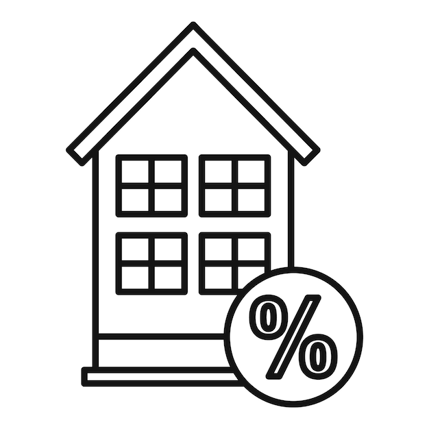 Icono de compra de casa por ciento de agente inmobiliario Contorno de icono de vector de compra de casa por ciento de agente inmobiliario para diseño web aislado sobre fondo blanco