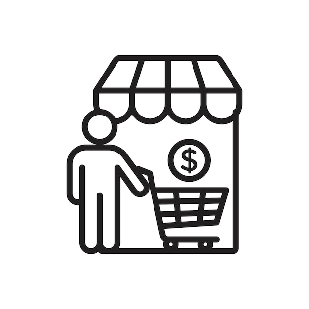 Icono del comprador del comprador Contorno delgado sencillo