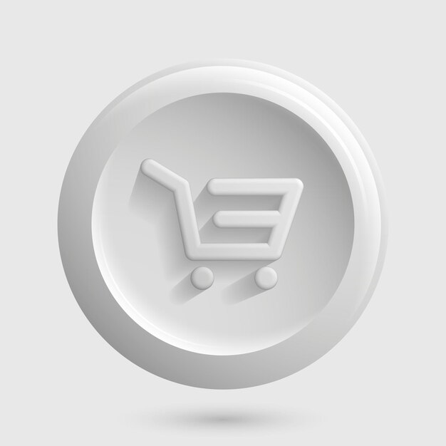 Icono de compras botón redondo blanco ilustración vectorial