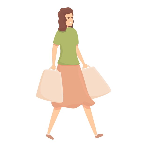 Icono de compras de fin de semana vector de dibujos animados ama de casa mamá gente ocupada