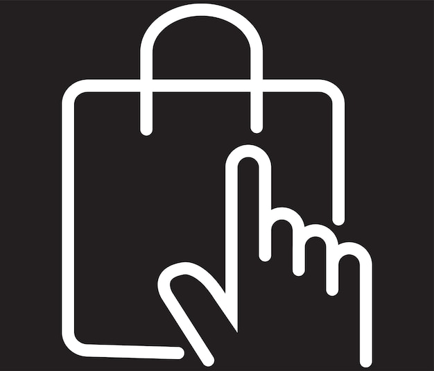 Icono de compras en línea compra símbolo de compras contorno estilo ilustración diseño vectorial