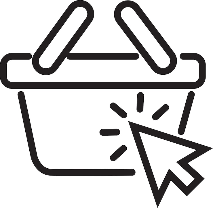 Vector icono de compras en línea compra símbolo de compras contorno estilo ilustración diseño vectorial