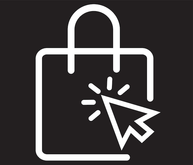 Icono de compras en línea compra símbolo de compras contorno estilo ilustración diseño vectorial