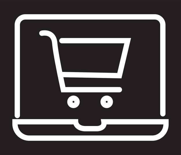 Icono de compras en línea compra símbolo de compras contorno estilo ilustración diseño vectorial