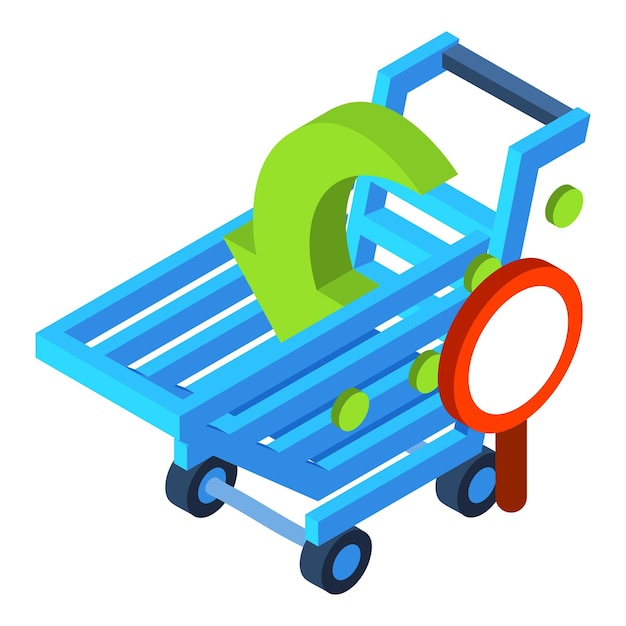 Icono de compras en línea Ilustración isométrica del icono de vector de compras en línea para web