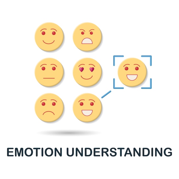Ícono de comprensión de emociones Ilustración 3d de la colección de neuromarketing Ícono 3d de comprensión de emociones creativas para infografías de plantillas de diseño web y más