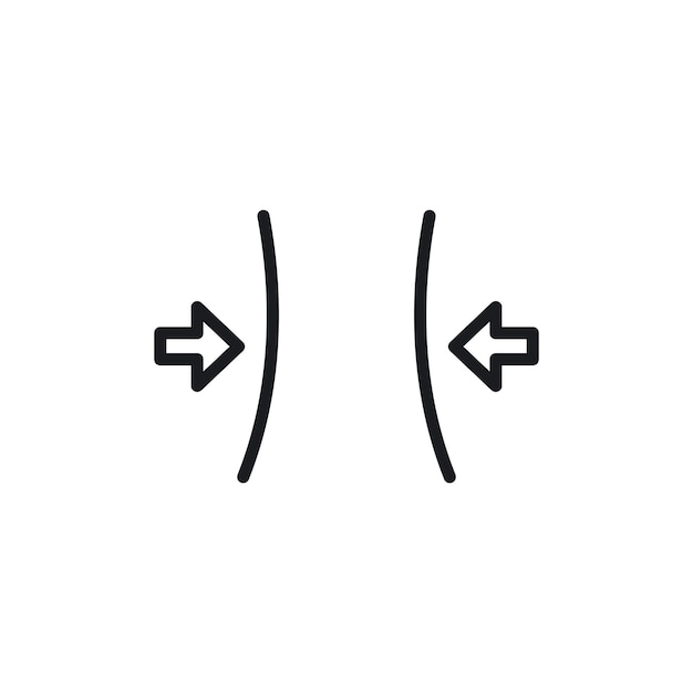 Icono de compresión ajuste de presión suspensión símbolo vectorial de rebote empujar signo de encogimiento símbolo elástico flexible reducir el icono de choque en estilo negro lleno y delineado