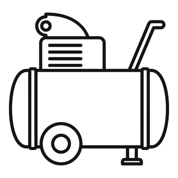 Icono de compresor de aire de máquina Icono de vector de compresor de aire de máquina de esquema para diseño web aislado sobre fondo blanco