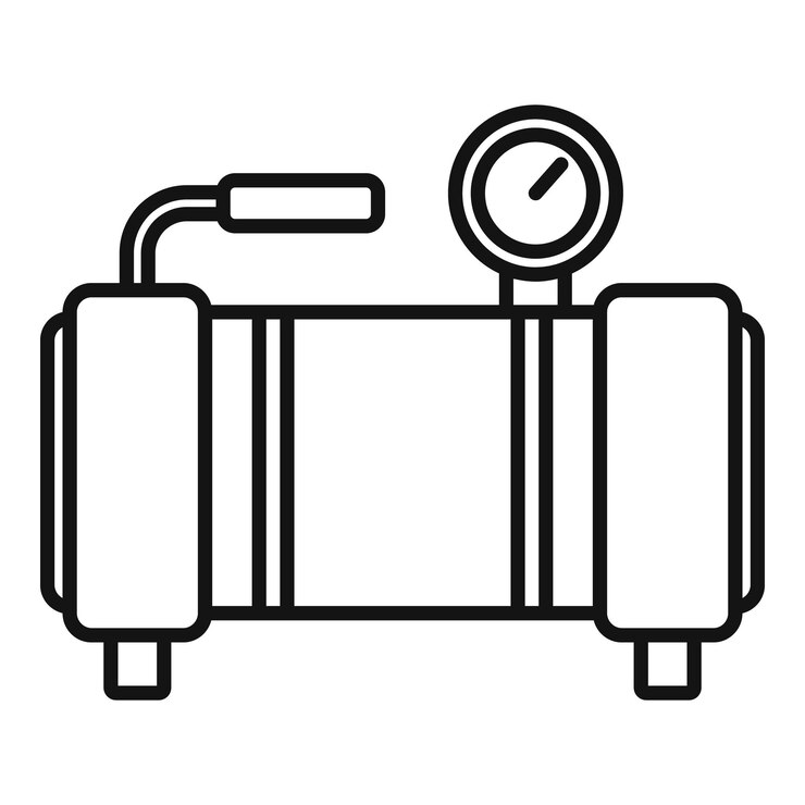 Vector icono de compresor de aire de soporte icono de vector de compresor de aire de soporte de esquema para diseño web aislado sobre fondo blanco