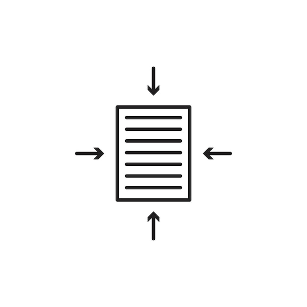 Icono del compresor de archivos Ilustración de línea delgada plana vectorial