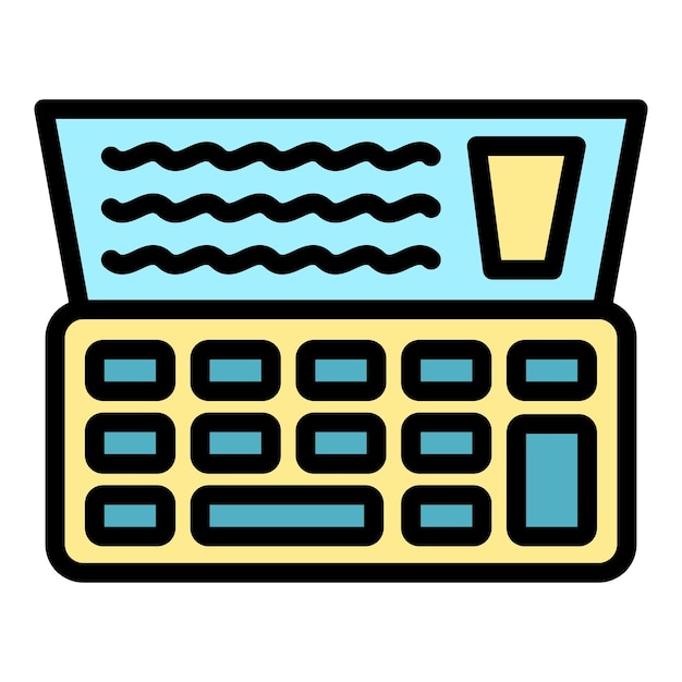 El icono de comprobación de la caja registradora es un icono vectorial de control de caja registrador de contorno, de color plano y aislado.
